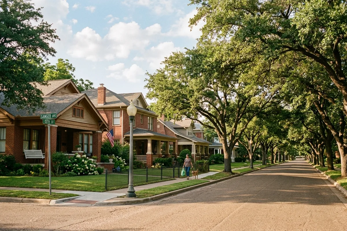 Historic residential neighborhood in Waco, Texas where homeowners navigate marital property and federal tax resolutions